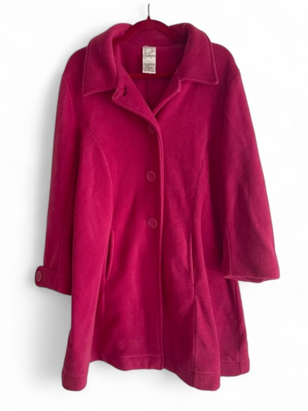 Roaman's Hot Pink Long Plush Fleece Coat Size L